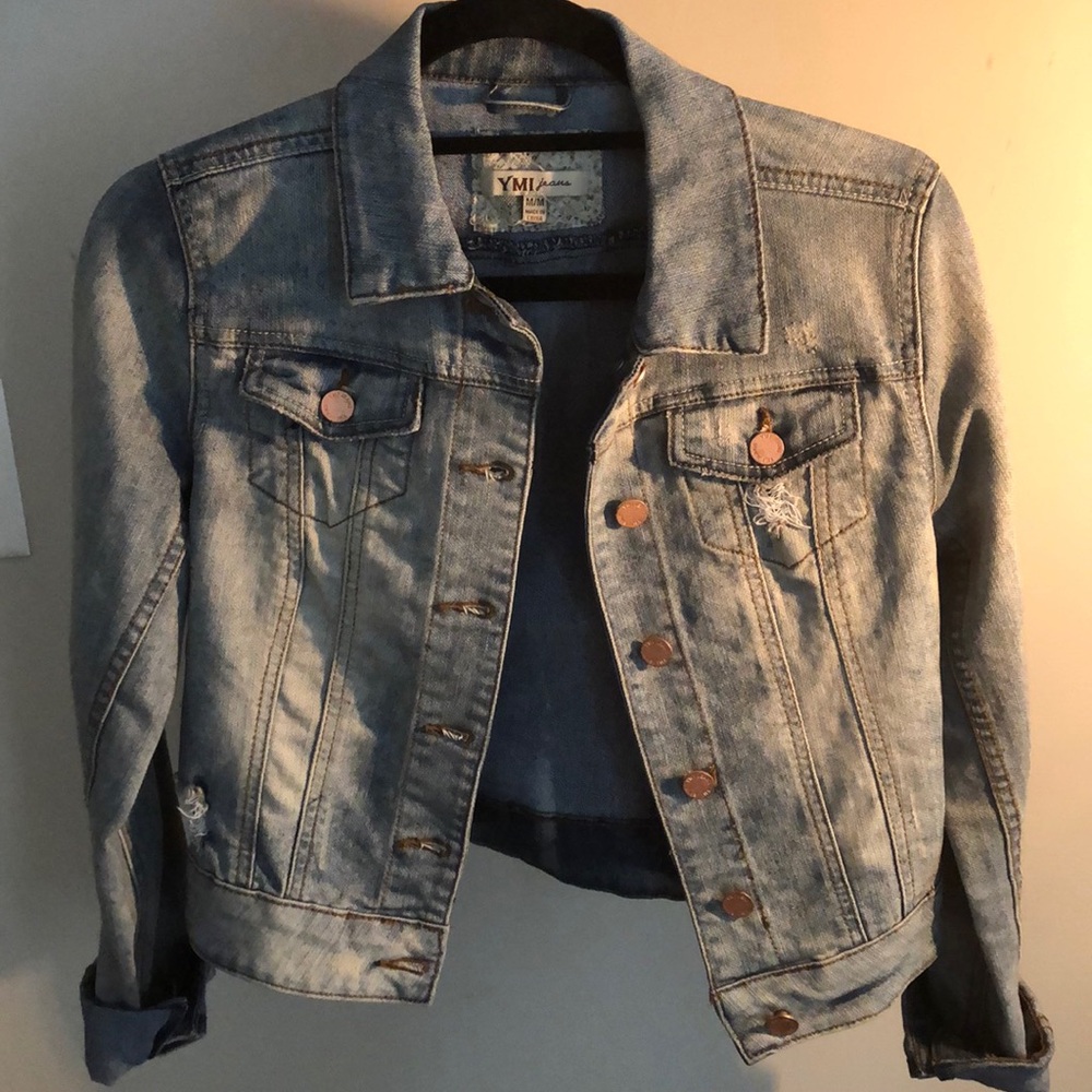 Cropped Distressed Jean Jacket